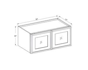 Slim Shaker White 18"H Double Door Wall Cabinet with Glass Door