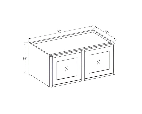 Slim Shaker White 18"H Double Door Wall Cabinet with Glass Door