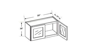 Greek Blue 18"H Double Door Wall Cabinet with Glass Door