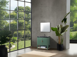 WINCHESTER 36” FOREST GREEN BATHROOM VANITY ( BLACK/WHITE COUNTERTOP )