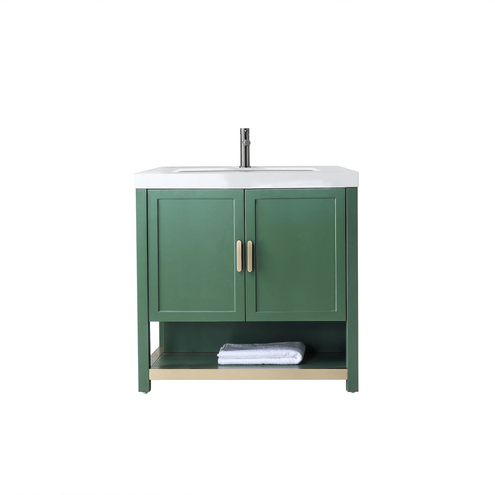 WINCHESTER 36” FOREST GREEN BATHROOM VANITY ( BLACK/WHITE COUNTERTOP )