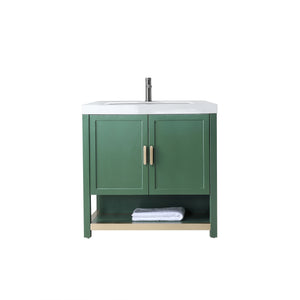 WINCHESTER 36” FOREST GREEN BATHROOM VANITY ( BLACK/WHITE COUNTERTOP )