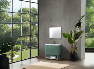WINCHESTER 36” FOREST GREEN BATHROOM VANITY ( BLACK/WHITE COUNTERTOP )