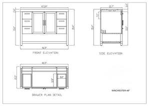 WINCHESTER 48” FOREST GREEN WITH WHITE COUNTERTOP BATHROOM VANITY