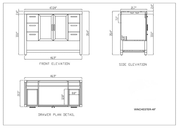 WINCHESTER 48” FOREST GREEN WITH WHITE COUNTERTOP BATHROOM VANITY