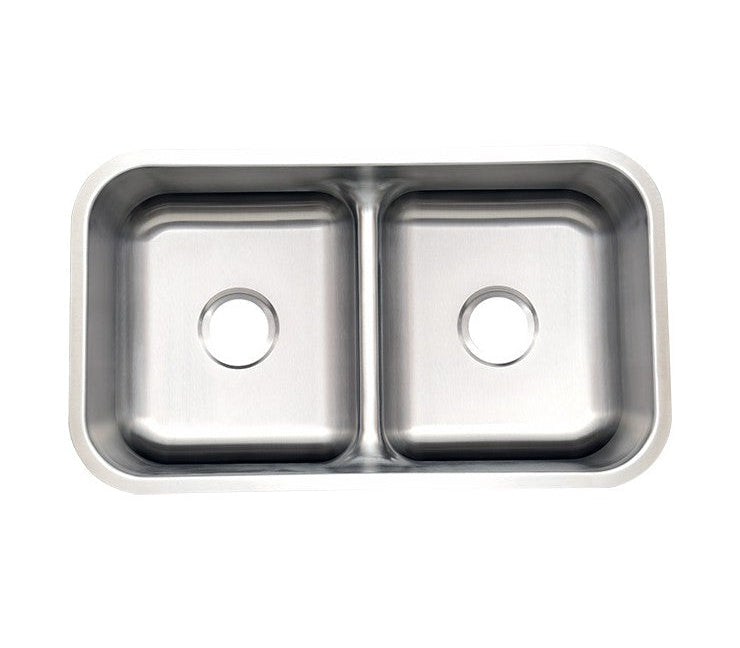 Double Bowl Stainless Steel Kitchen Sink (50/50) 32.25” x 18.5” x 9.5
