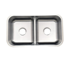 Double Bowl Stainless Steel Kitchen Sink (50/50) 32.25” x 18.5” x 9.5