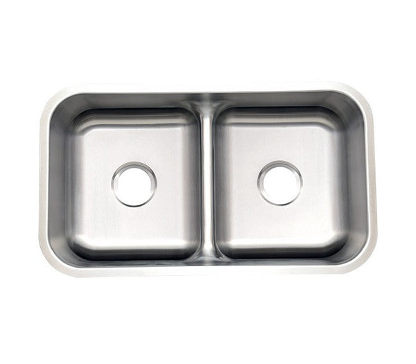 Double Bowl Stainless Steel Kitchen Sink (50/50) 32.25” x 18.5” x 9.5
