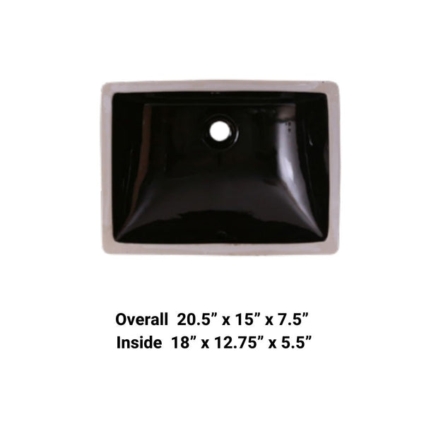 Black-Undermount Rectangular Ceramic Sink