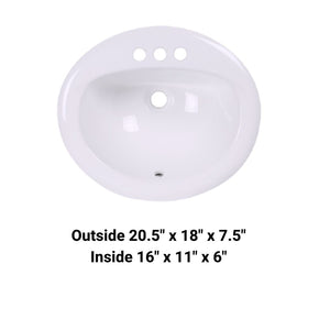 White-Drop In Oval Ceramic Sink