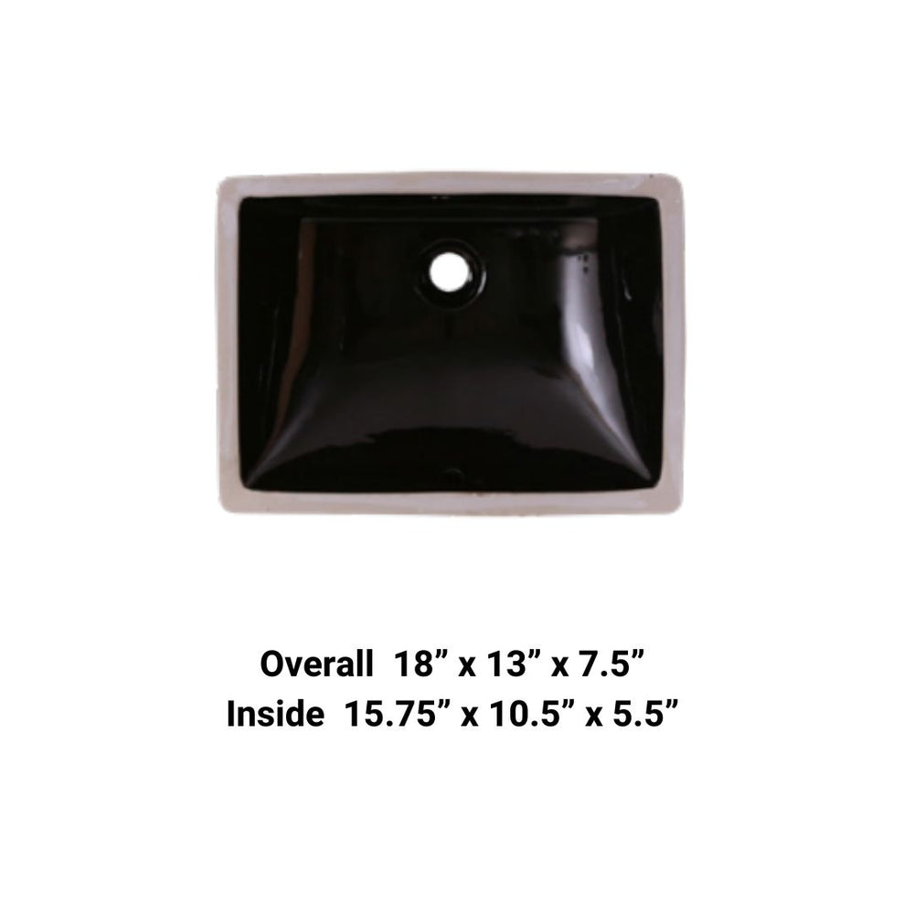 Black-Undermount Rectangular Ceramic Sink