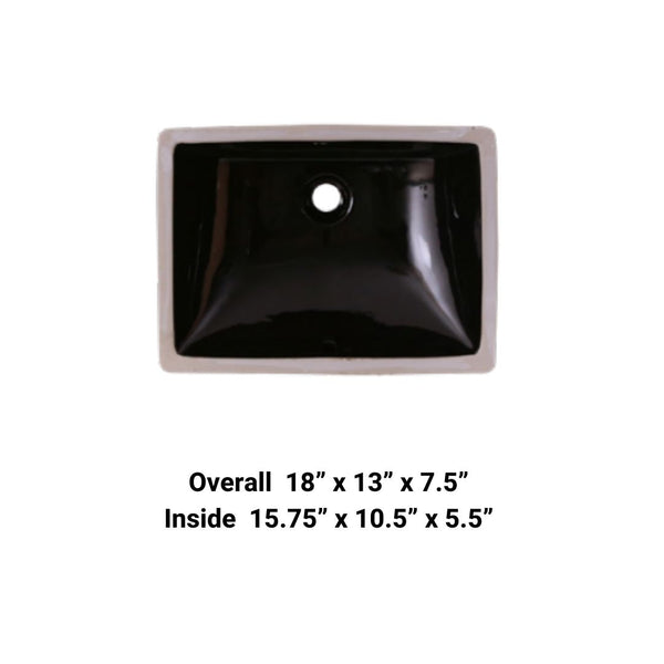 Black-Undermount Rectangular Ceramic Sink
