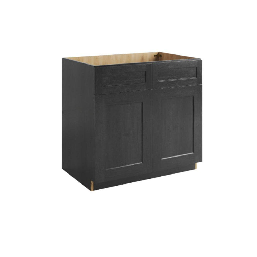Aspen Charcoal Gray Sink Base With Double Doors and False Drawers