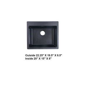 AD-GCD48 Drop-In or Undermount Single Bowl Granite Composite Sink Black