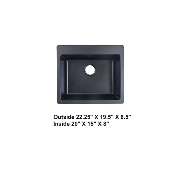 AD-GCD48 Drop-In or Undermount Single Bowl Granite Composite Sink Black