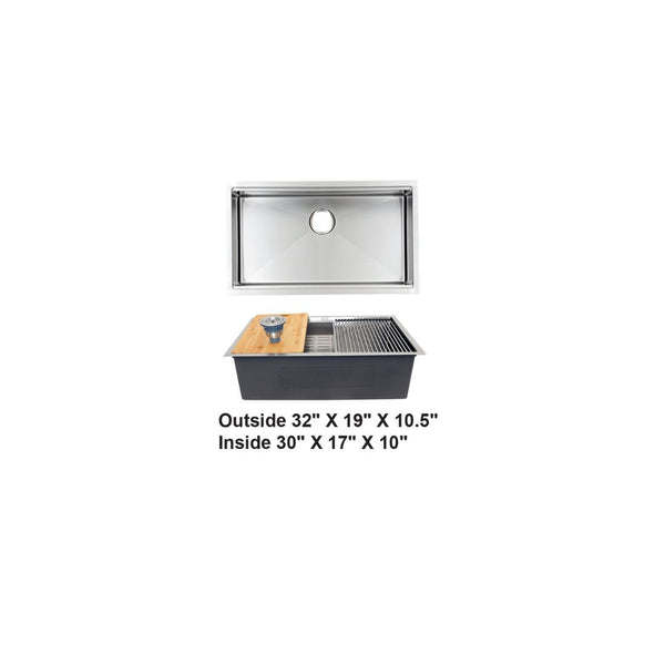 AD-H3219-1 Single Bowl Zero Radius Workstation Kitchen Sink