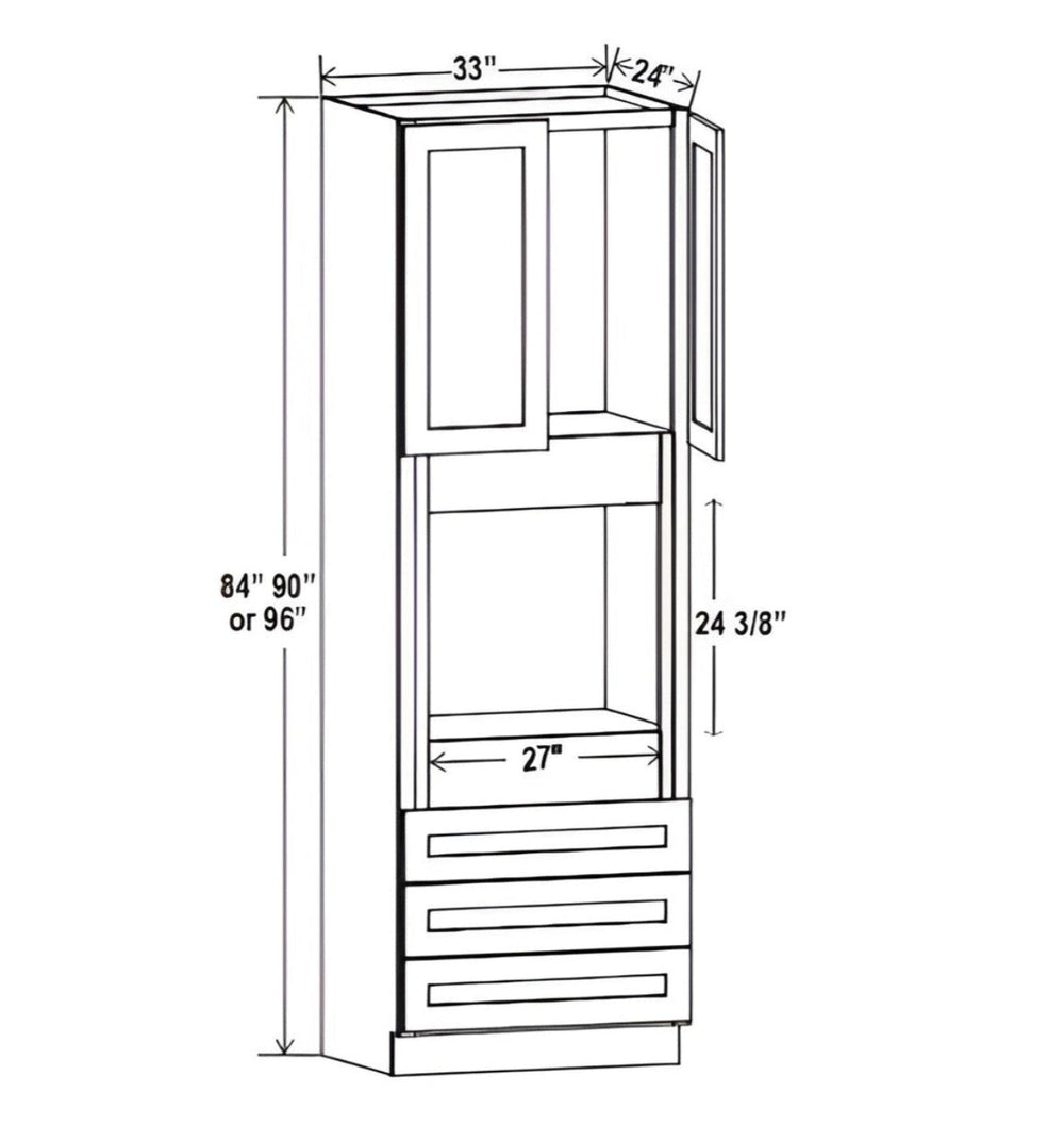 Charleston White 33″ W Oven Pantry Cabinet with Three Drawers