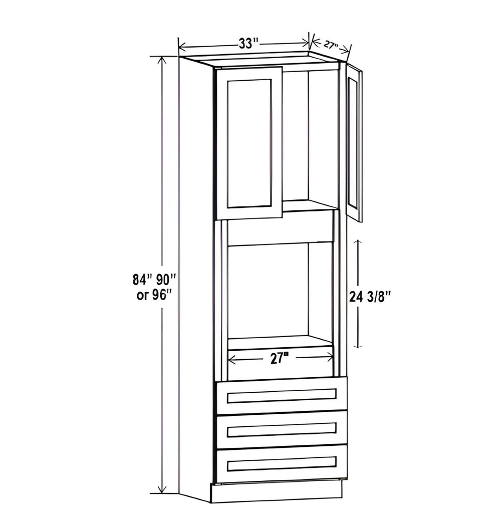 Sydney White 33″ W Oven Pantry Cabinet with Three Drawers