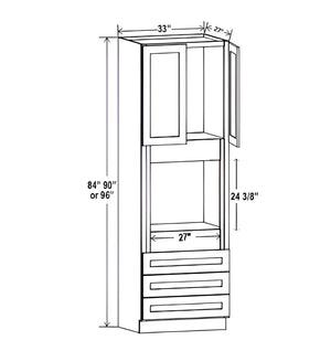 French Grey 33″ W Oven Pantry Cabinet with Three Drawers
