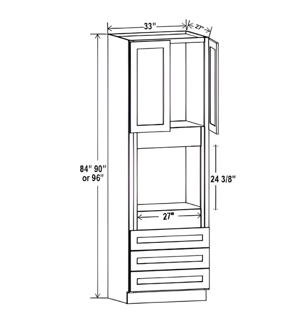 French Grey 33″ W Oven Pantry Cabinet with Three Drawers