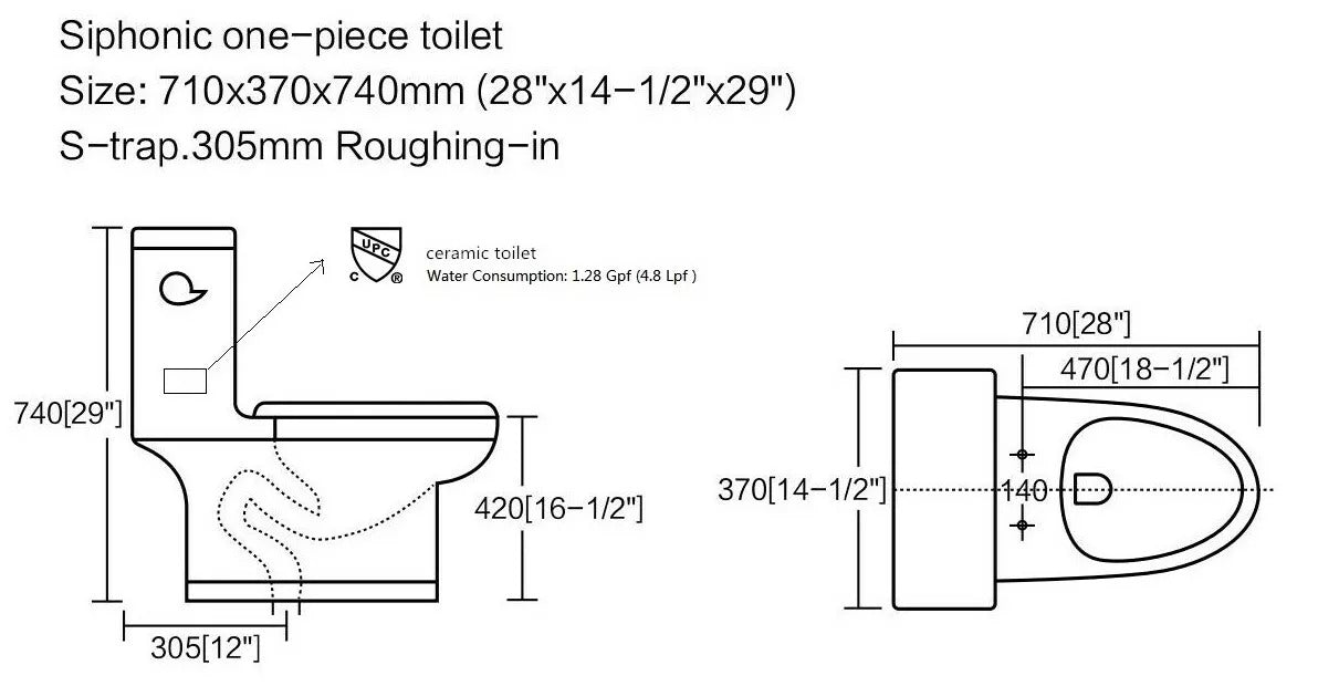One-Piece Toilet 4.8L Single Siphonic