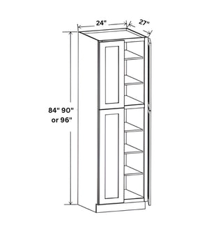 French Grey 24" W Two Double Door Utility Pantry Cabinet