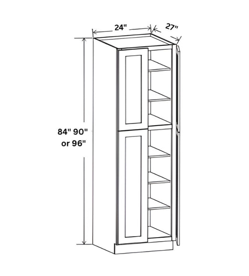 French Grey 24" W Two Double Door Utility Pantry Cabinet