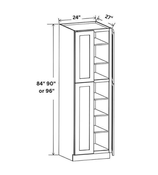 French Grey 24" W Two Double Door Utility Pantry Cabinet