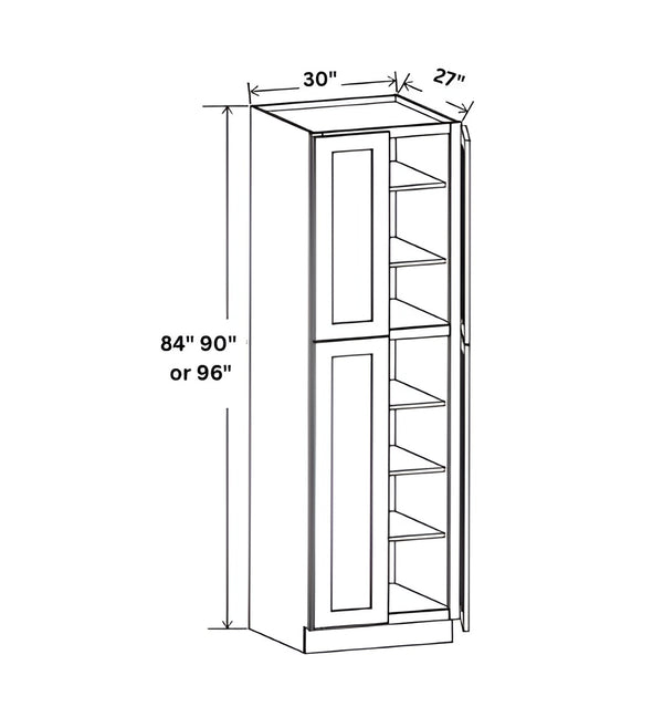 Greek Blue 30" W Two Double Door Utility Pantry Cabinet