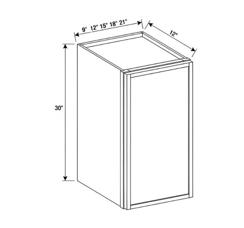 Slim Dove White- 30"H Wall Cabinet Single Door