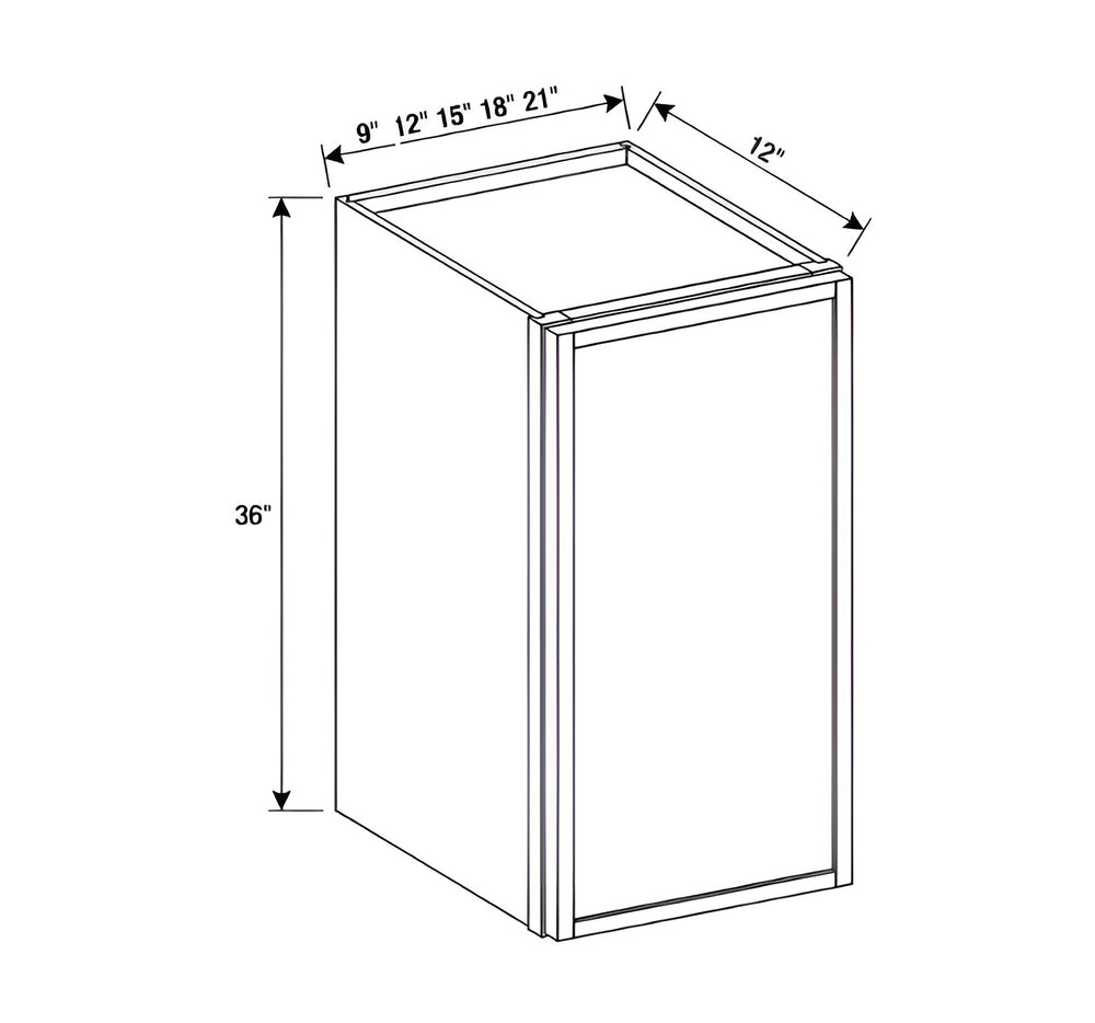 Slim Amber Oak- 36"H Wall Cabinet Single Door