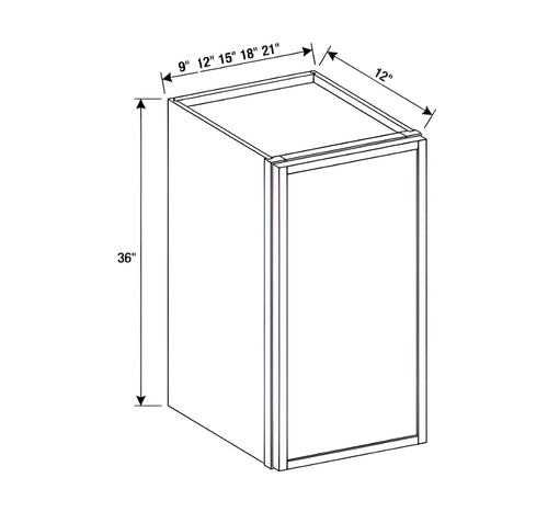 Slim Dove White- 36"H Wall Cabinet Single Door