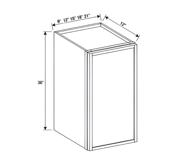 Slim Shaker White- 36"H Single Door Wall Cabinet