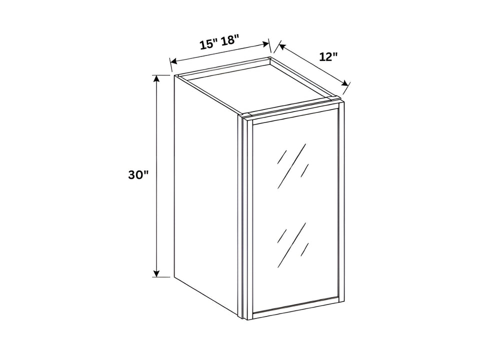 Slim Shaker Oak- 30"H Single Door Wall Cabinet with Glass Door