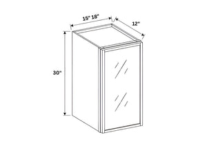 Slim Shaker Oak- 30"H Single Door Wall Cabinet with Glass Door