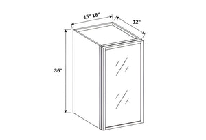 Slim Shaker Oak- 36" H Single Door Wall Cabinet with Glass Door