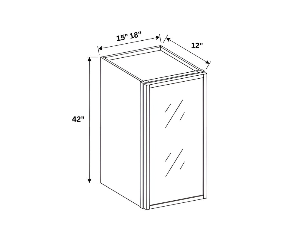 Slim Shaker White- 42″ H Single Door Wall Cabinet with Glass Door